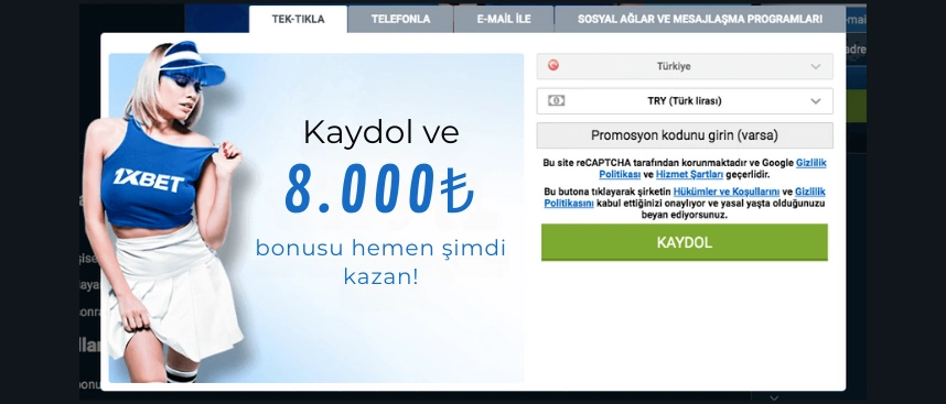 1xbet üyelik oluşturma